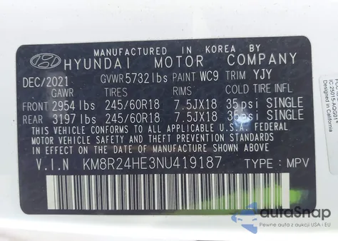 2022 Hyundai Palisade Sel из США, поврежденный, VIN KM8R24HE3NU419187